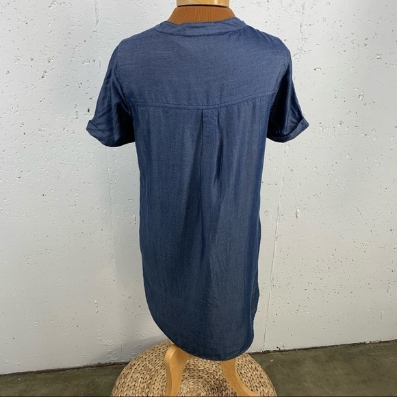 Lovers + FRIENDS size Small Lace Up V Neck Denim Shift Dress - Picture 7 of 13
